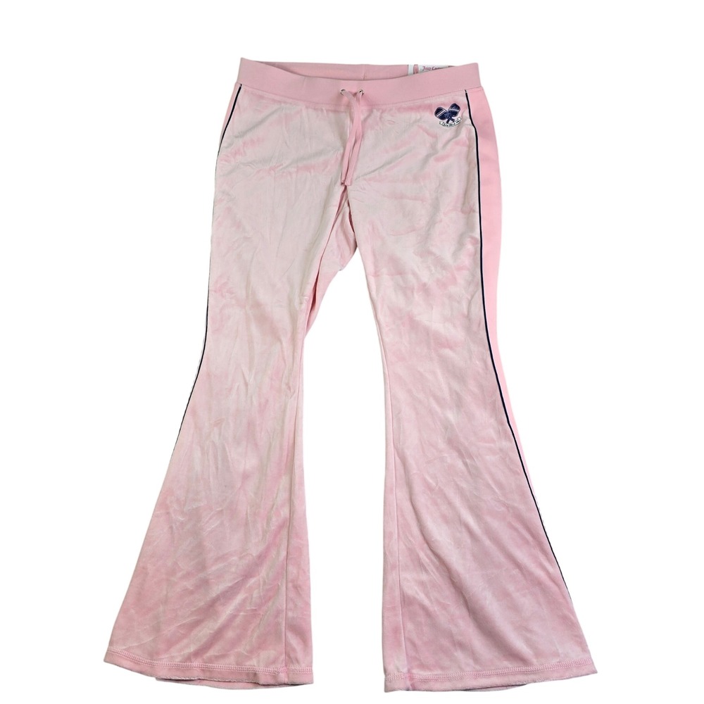 Juicy Couture Velour Pants Womens XXL Pink Flare Leg Pickleball Tracksuit New